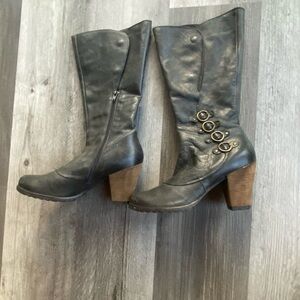 Miz Mooz Mid Calf Soft Black Leather